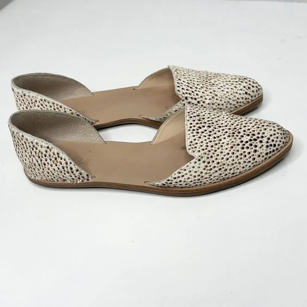 Loeffler Randall Pony Hair Animal Print D'Orsay Flats Size 7.5